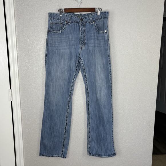 Rock 47 Wrangler Denim Jeans Men’s Western Thick Stitch Boot Cut 36X36 - Picture 2 of 8